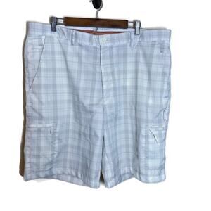Men's white blue  size 40 golf short Greg Norman blue plaid shorts 40 the shark